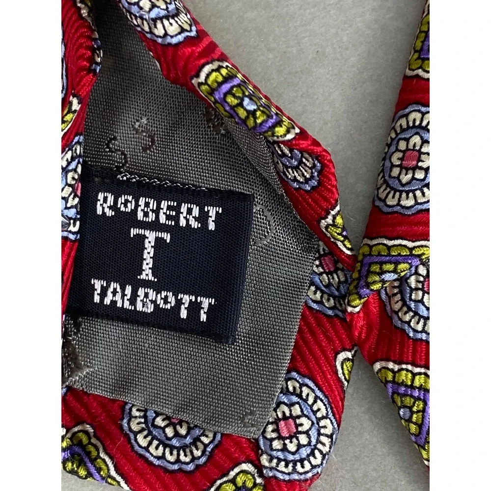 Robert Talbott‎ Mens Tie Red Geometric Medallion Silk Best of Class Formal 58x4